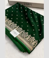 Pine Green and Cream banarasi sarees with All over Buttas design