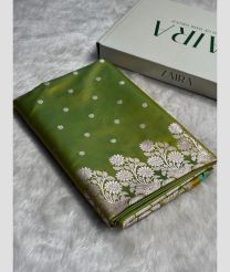 Lite Green and Cream banarasi sarees with All over Buttas design