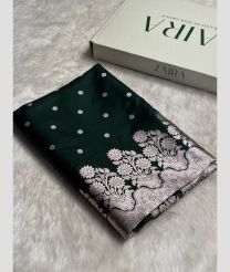 Dark Forest Fall Green and Cream banarasi sarees with All over Buttas design