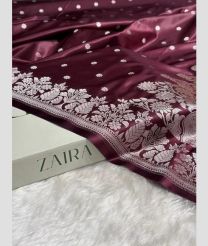 Velvet Maroon and Cream banarasi sarees with All over Buttas design