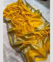 Yellow and Lite Golden banarasi sarees with Jacquard Border design