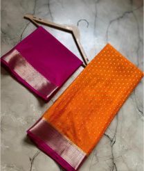 Orange and Pink banarasi sarees with All over Buttas design