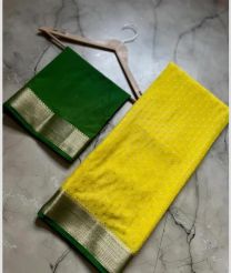 Yellow and Green banarasi sarees with All over Buttas design