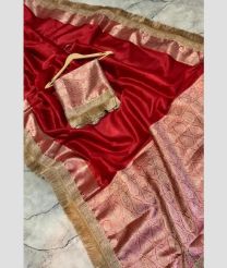 Red and Lite Copper banarasi sarees with Lace Border design