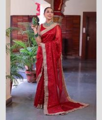 Red and Cream banarasi sarees with All over Buttas design