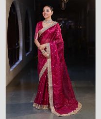 Deep Pink and Cream banarasi sarees with All over Buttas design