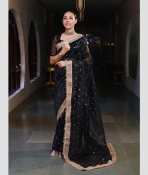Black and Cream banarasi sarees with All over Buttas design