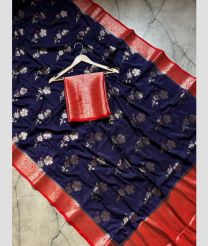Navy Blue and Red banarasi sarees with All over Meenakari design