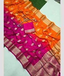 Magenta and Orange banarasi sarees with All over Buttas design