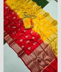 Crimson and Yellow banarasi sarees with All over Buttas design