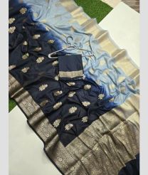 Black and Sky Blue banarasi sarees with All over Buttas design
