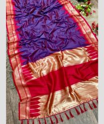 Purple and Red banarasi sarees with Temple Border design