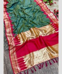 Fern Green and Pink banarasi sarees with Temple Border design