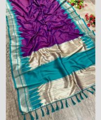 Purple and Blue Ivy banarasi sarees with Temple Border design