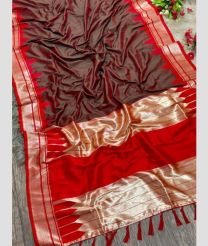 Chocolate and Red banarasi sarees with Temple Border design