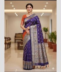 purple colour banarasi sarees with Paithani Border design