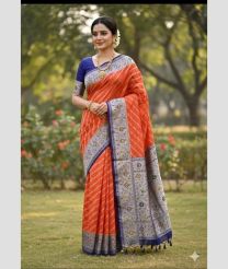 coral colour banarasi sarees with Paithani Border design