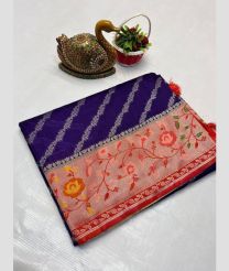 violet colour banarasi sarees with Paithani Border design