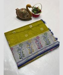 olive green colour banarasi sarees with Paithani Border design
