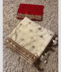 gray colour banarasi sarees with All over Buttas design