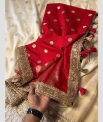 maroon and gray colour banarasi sarees with All over Buttas design