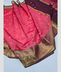 magenta red colour banarasi sarees with Jacquard Border design