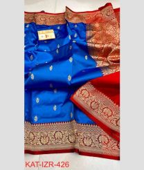 blue colour banarasi sarees with All over Buttas design