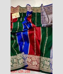 green and magenta colour banarasi sarees with All over Buttas design
