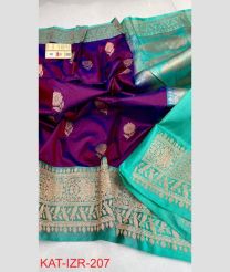 purple and blue colour banarasi sarees with All over Buttas design