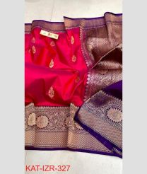 magenta and silver colour banarasi sarees with All over Buttas design