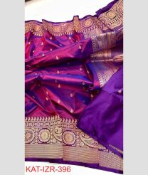 purple and silver colour banarasi sarees with All over Buttas design
