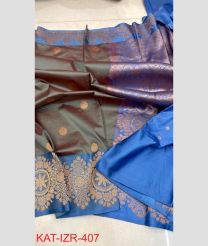 green and blue colour banarasi sarees with All over Buttas design