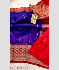 navy blue colour banarasi sarees with All over Buttas design