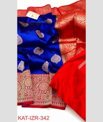 blue and brown colour banarasi sarees with All over Buttas design