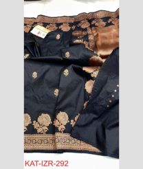 charcoal colour banarasi sarees with All over Buttas design