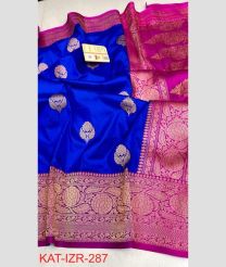 blue and purple colour banarasi sarees with All over Buttas design