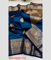 blue colour banarasi sarees with All over Buttas design