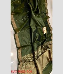 olive green colour banarasi sarees with All over Buttas design