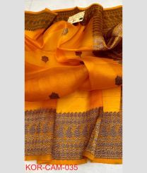gold colour banarasi sarees with All over Buttas design