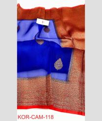 blue colour banarasi sarees with All over Buttas design
