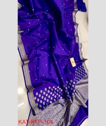 navy blue colour banarasi sarees with All over Buttas design