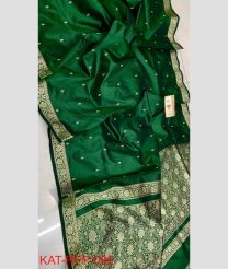 green colour banarasi sarees with All over Buttas design