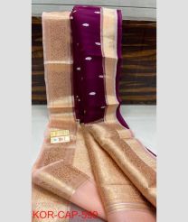 gray and purple colour banarasi sarees with All over Buttas design