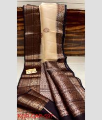 gray and silver colour banarasi sarees with All over Buttas design