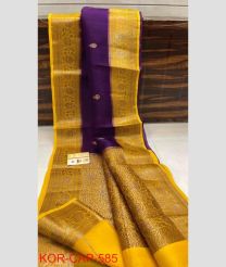 purple and brown colour banarasi sarees with All over Buttas design