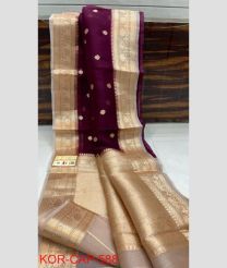 purple and gray colour banarasi sarees with All over Buttas design