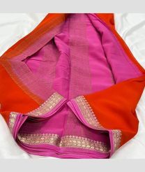 orange colour banarasi sarees with Plain design