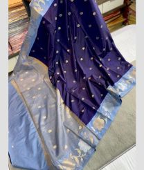 blue colour banarasi sarees with All over Buttas design