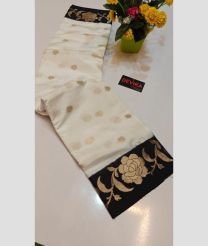 cream colour banarasi sarees with All over Buttas design