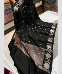 charcoal block colour banarasi sarees with All over Buttas design